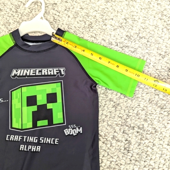 NWT Minecraft Kids (XS/4-5) UPF 50 Rashguard Beach Pool Sun Swim Shirt/Top - Picture 7 of 10